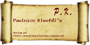 Paulnics Kleofás névjegykártya